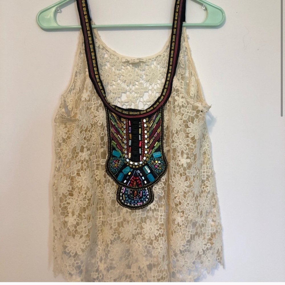 L- Lace cream colored top